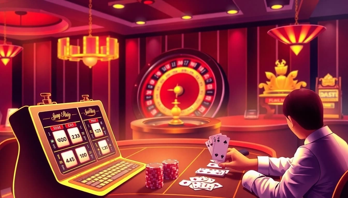 Experience thrilling betting action at XX88 with vibrant slot machines and stylish gaming tables.
