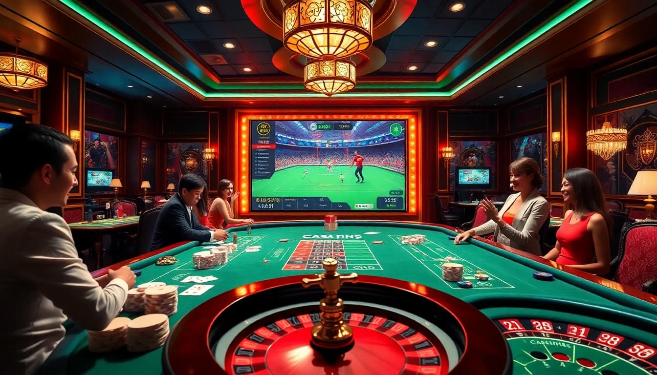 Cà khịa tv enhances gambling excitement with vibrant tables, poker chips, and live sports streaming.