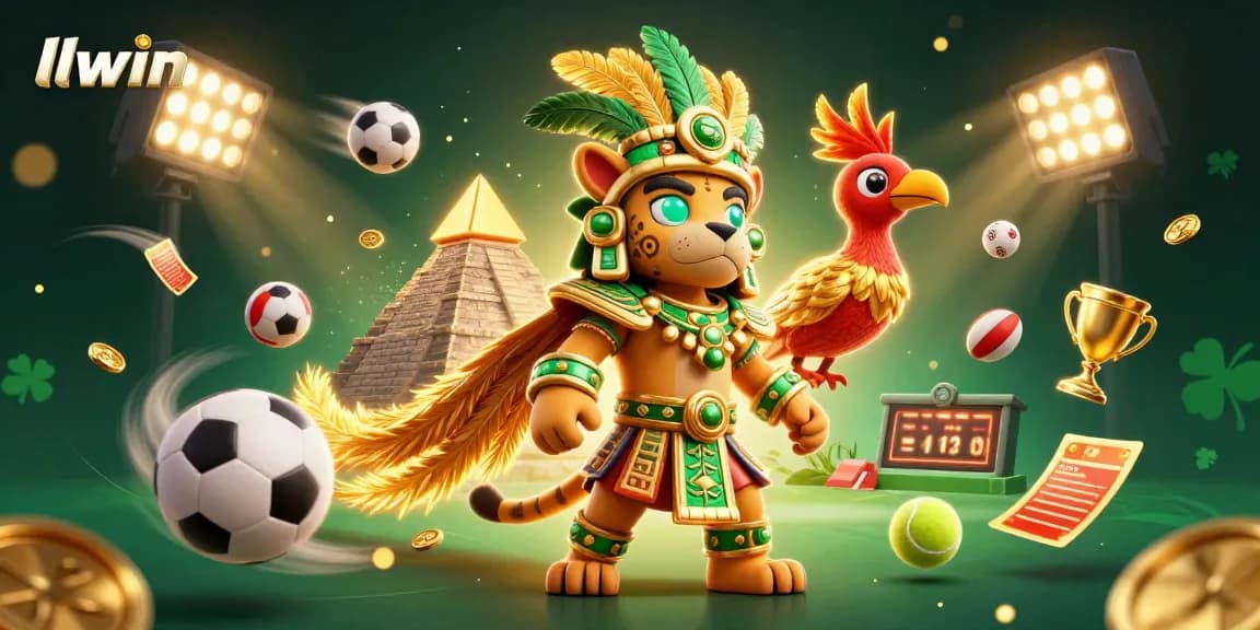 Join the excitement at LLWIN with a vibrant 3D scene showcasing dynamic sports betting activities.