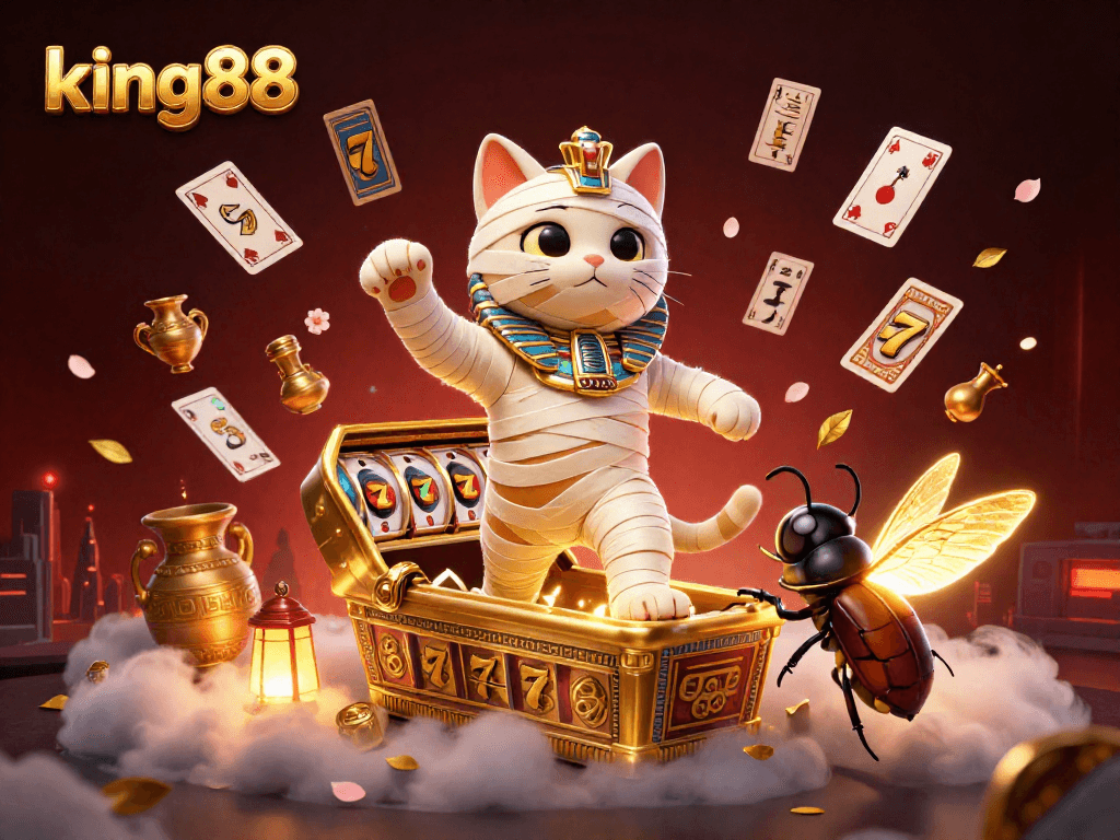 king88 offers an immersive gaming experience with a dynamic casino scene featuring exciting slot elements.