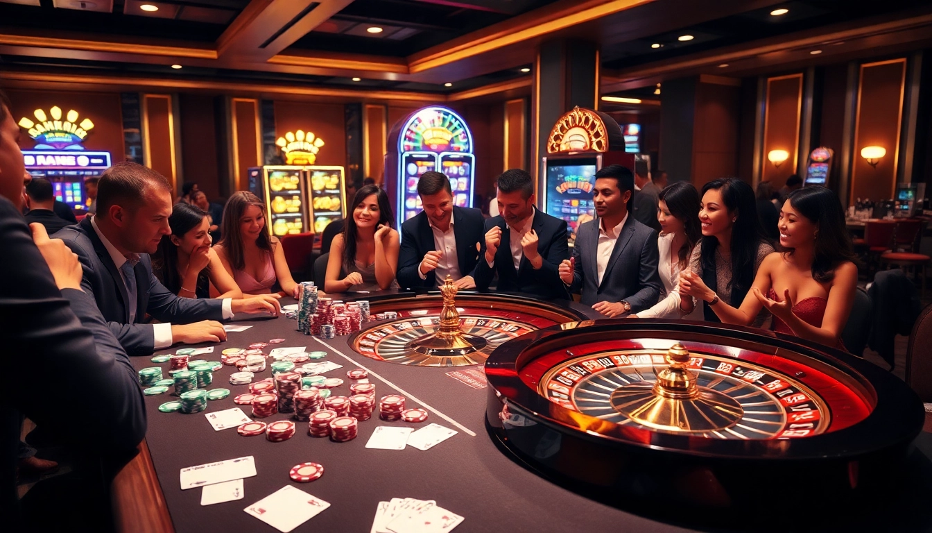 Experience the excitement of betting at ok365 com with vibrant casino tables and engaging players.