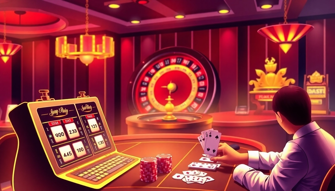 Experience thrilling betting action at XX88 with vibrant slot machines and stylish gaming tables.