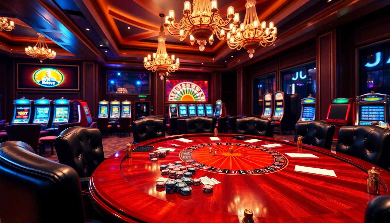 Experience intense gaming at nhà cái 13win with poker tables and luxurious casino décor.
