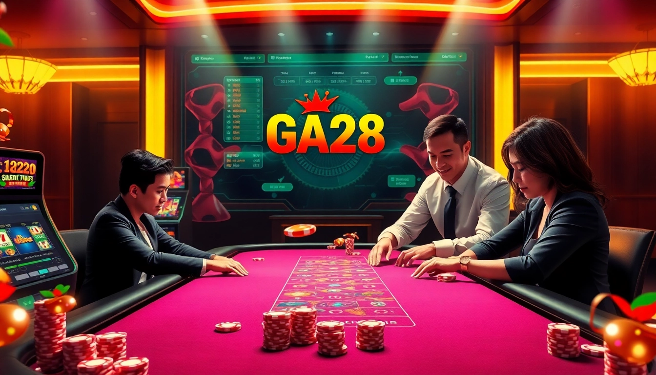 Experience the thrill of betting at Nhà cái GA28 with vibrant casino visuals and engaging gameplay.
