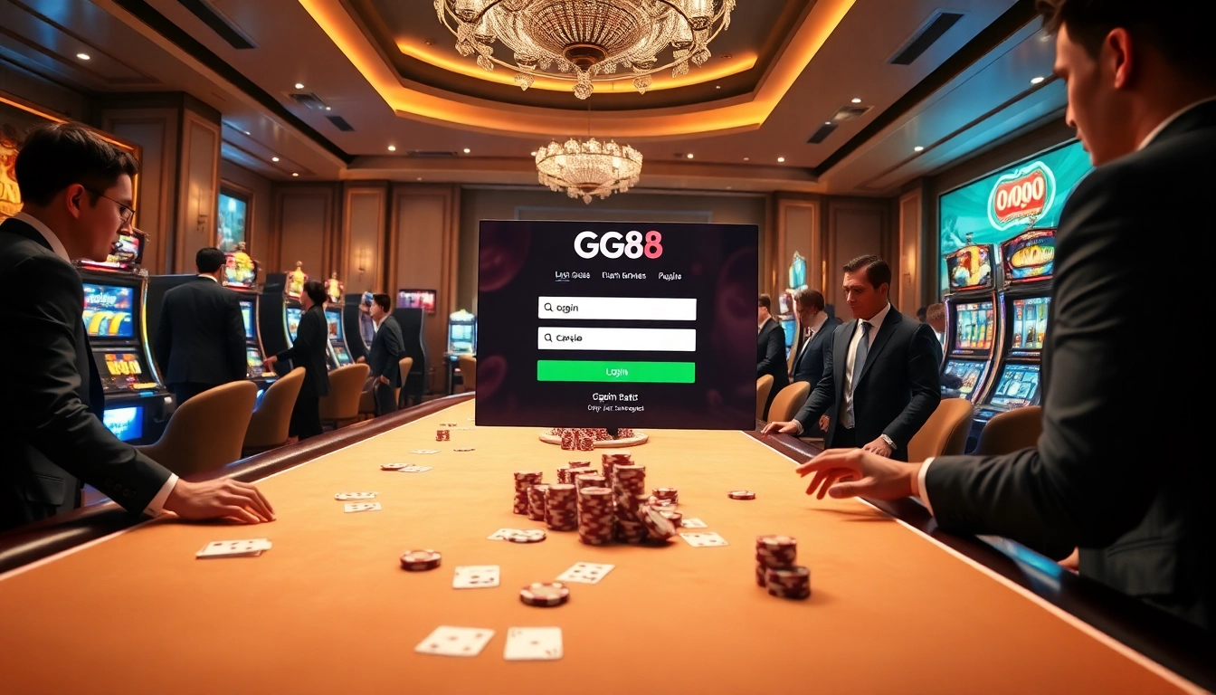 Experience seamless access with the gg88 login interface amidst a vibrant casino atmosphere.