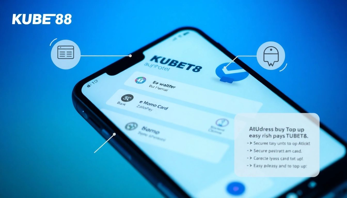 Nạp Tiền KUBET88 – Bước Thiết Yếu Để Trải Nghiệm Giải Trí through secure and modern payment options on a smartphone interface.