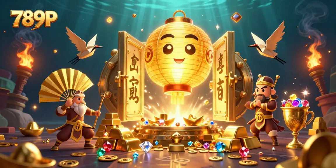 Win big with 789P, featuring a golden lantern spirit in a dazzling night market casino scene.