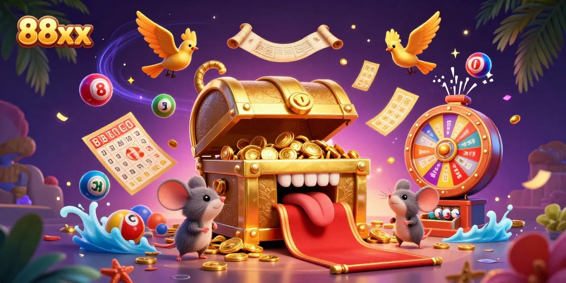 Experience the thrill of winning with 88xx as colorful lottery balls bounce around in a dynamic casino scene.