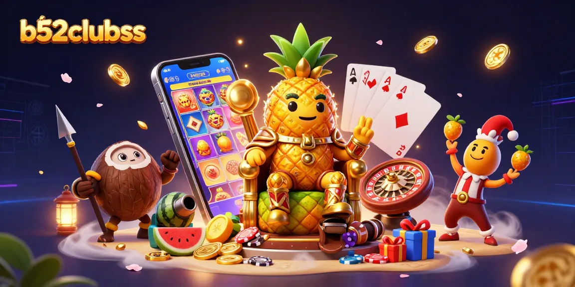 b52clubss features exciting slot games and dynamic characters in a vibrant casino setting.