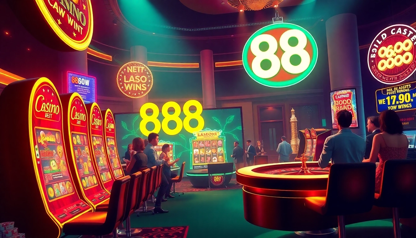 Gambling excitement at 888 NEW with vibrant slot machines and poker action.