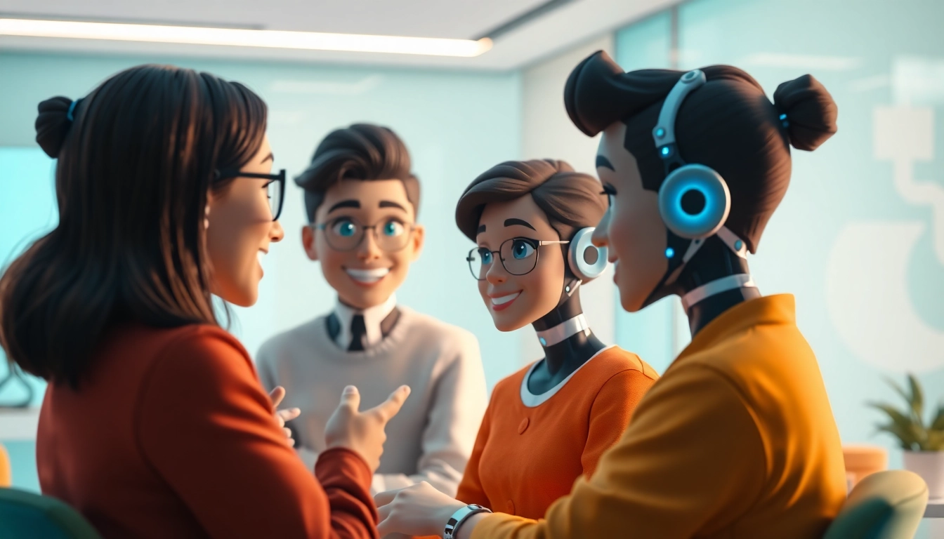 Engaging interaction in a modern virtual chat environment showcasing crushonai characters.