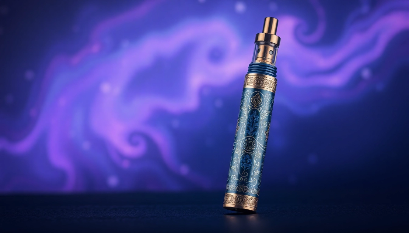 Discover where to buy dmt through an artistic depiction of a DMT vape pen against a cosmic background.