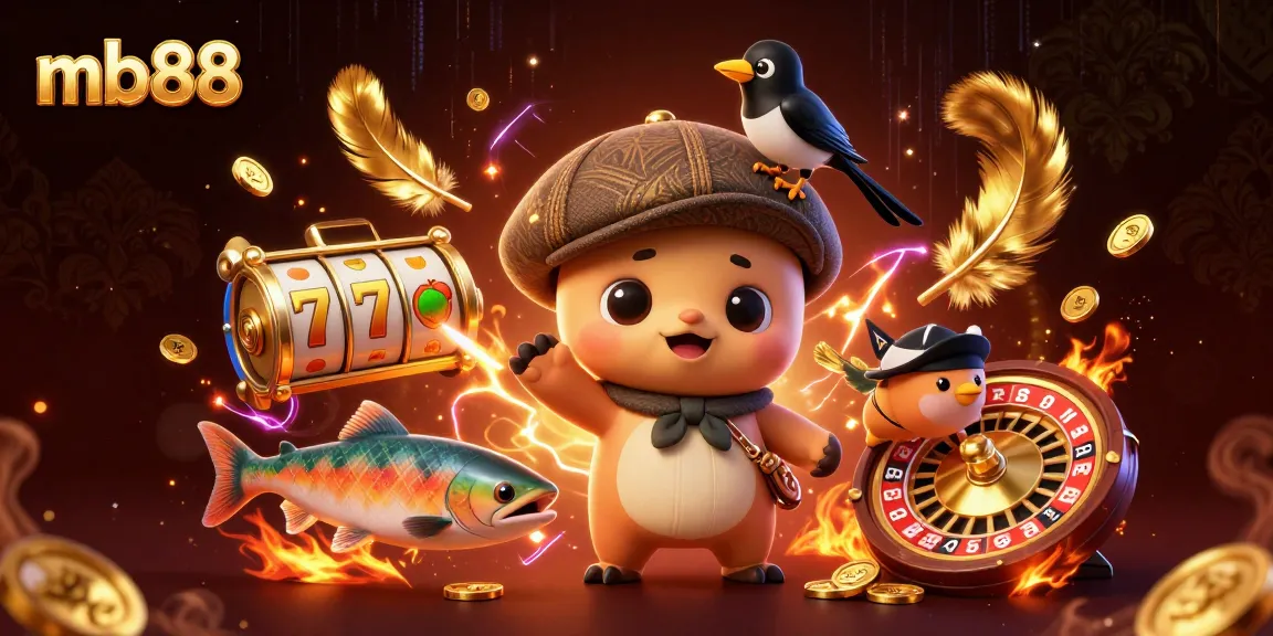 Experience thrilling gameplay at mb88 with a lively casino scene featuring playful characters and dynamic game elements.