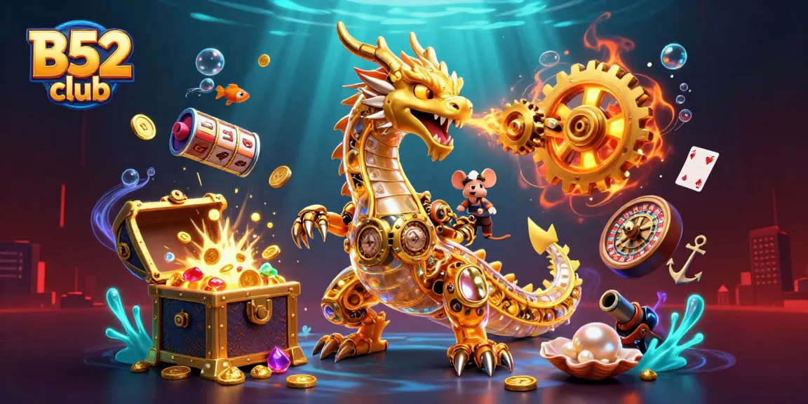 B52 club showcases thrilling slots action with engaging characters in a vibrant, dynamic casino scene.