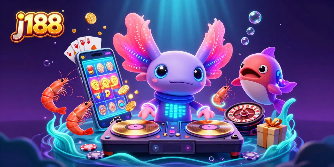 Engage with j188 gaming adventures featuring vibrant 3D characters in an underwater casino scene.