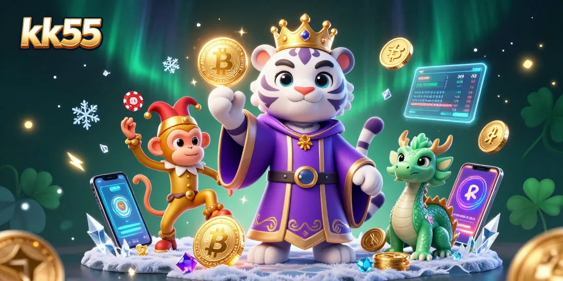 Experience high-stakes gambling with kk55 in vibrant 3D art showcasing casino excitement.