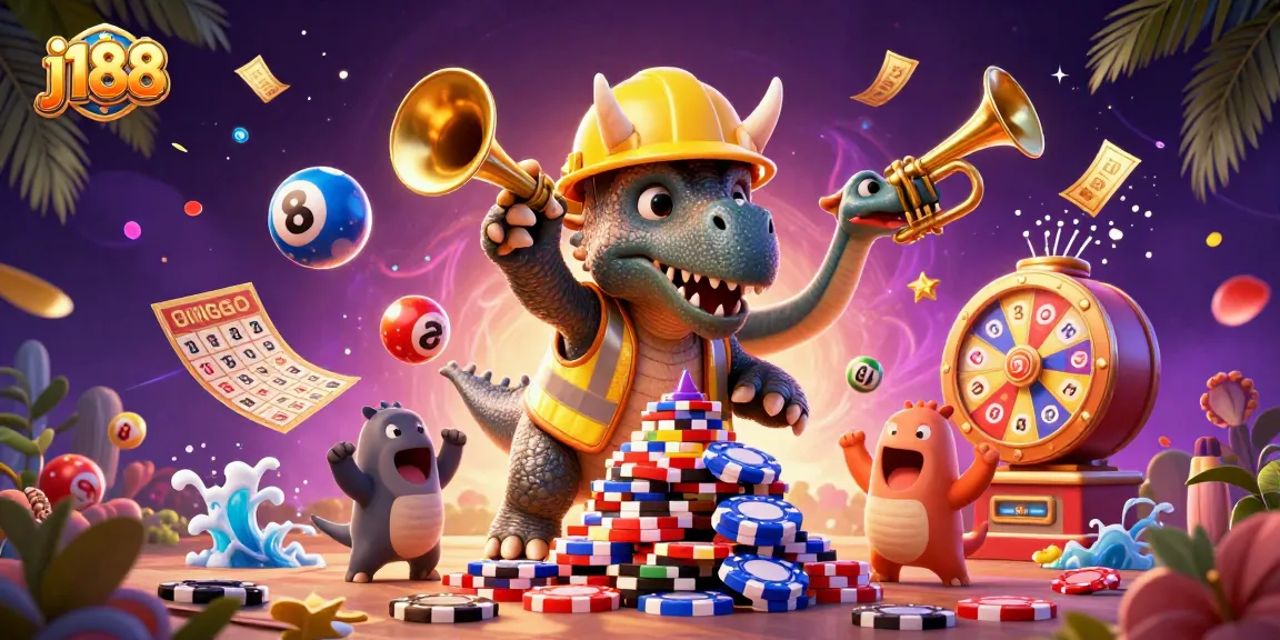 Celebrate wins with j188 in a vibrant casino scene filled with dynamic gaming elements.