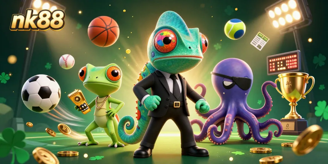 Experience thrilling sports betting action with nk88 in this vibrant 3D illustration.