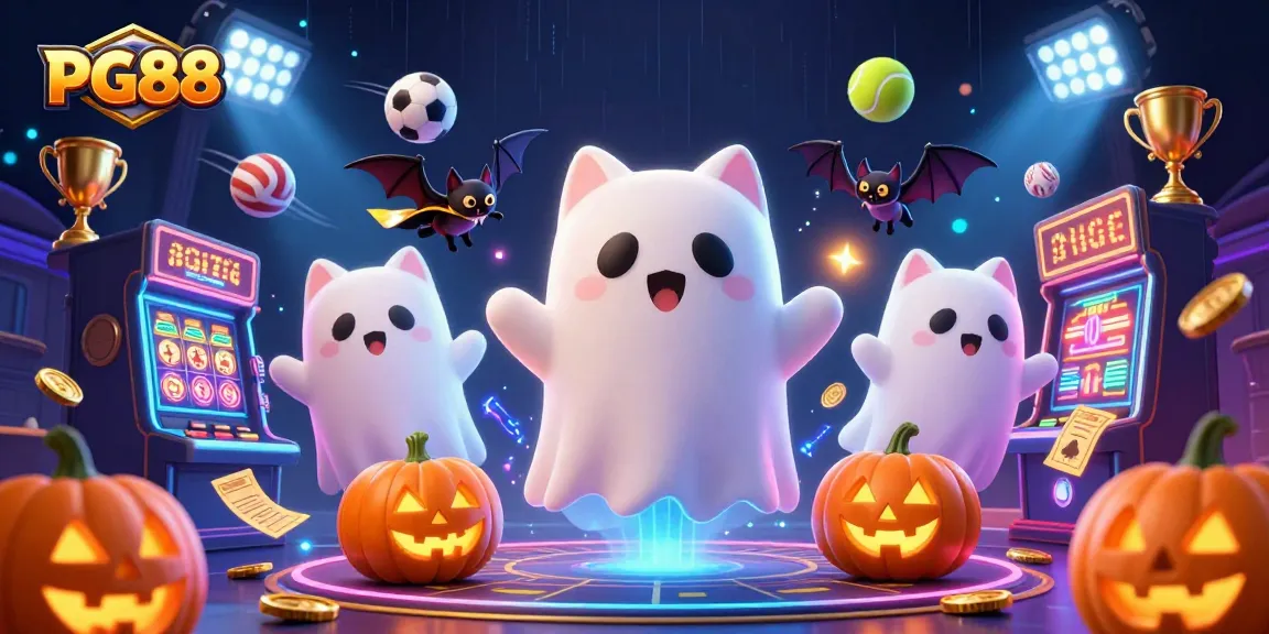 Experience PG88's thrilling online casino excitement with a ghost cat and spooky elements.