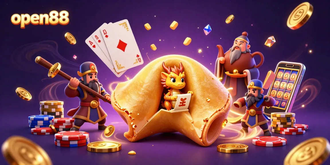Experience thrilling fortune gameplay at open88 with a captivating 3D scene of dragons, coins, and cards.