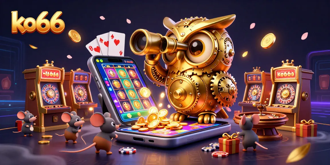 Spin colorful slots with ko66, showcasing an imaginative casino scene with whimsical characters.