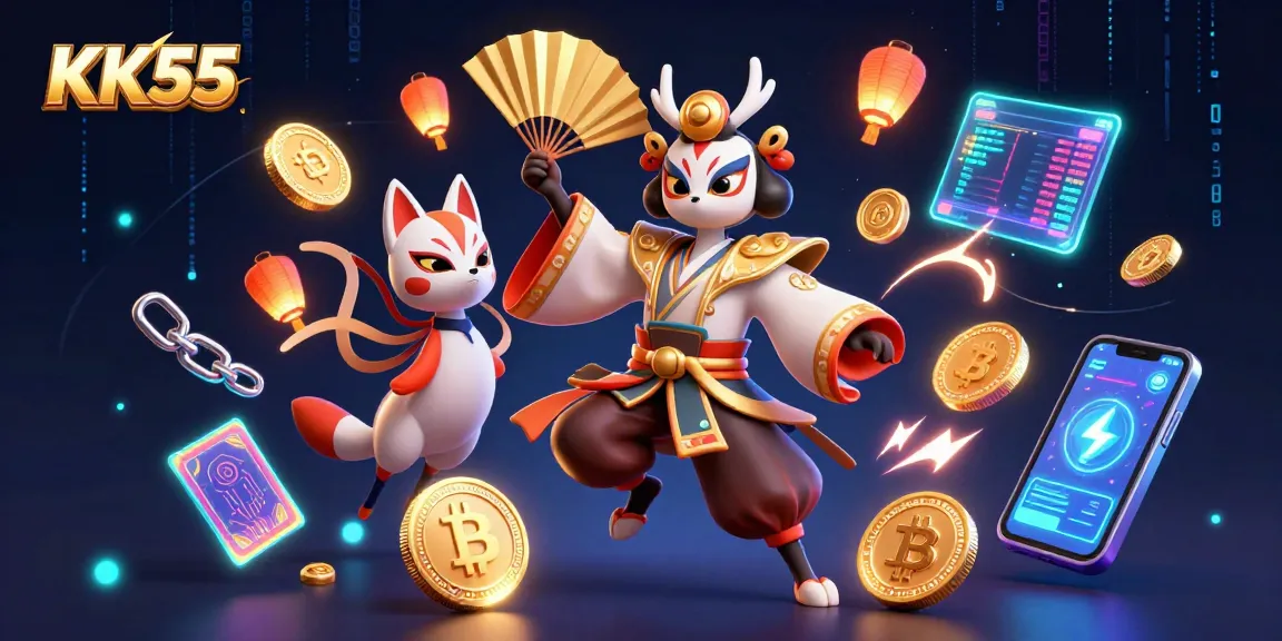 Experience thrilling action at KK55, featuring vibrant characters in a 3D casino setting.